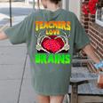 Teacher Teachers Love Brains Skeleton Hand Heart Halloween Women's Comfort Colors T-Shirt Back Print Moss Teacher Teachers Love Brains Skeleton Hand Heart Halloween Women's Comfort Colors T-Shirt Back Print Moss