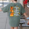 Teacher Thanksgiving I Teach The Cutest Turkeys In The Patch Women's Comfort Colors T-Shirt Back Print Moss