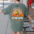 Teacher Thanksgiving Thankful For My Second Grade Turkeys Women's Comfort Colors T-Shirt Back Print Moss