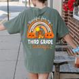 Teacher Thanksgiving Thankful For My Third Grade Turkeys Women's Comfort Colors T-Shirt Back Print Moss