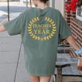 Teacher Of The Year Greatest Ever Award Day Women's Comfort Colors T-Shirt Back Print Moss