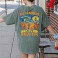 All Teachers Love Brains Shirt Teacher Halloween Tee Women's Comfort Colors T-Shirt Back Print Moss