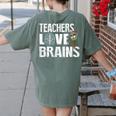 Teachers Love Brains Zombie Halloween Hilarious Women's Comfort Colors T-Shirt Back Print Moss Teachers Love Brains Zombie Halloween Hilarious Women's Comfort Colors T-Shirt Back Print Moss