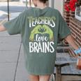 Teachers Love Zombie Teacher Halloween Fun Women's Comfort Colors T-Shirt Back Print Moss Teachers Love Zombie Teacher Halloween Fun Women's Comfort Colors T-Shirt Back Print Moss