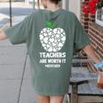Teachers Are Worth It Red For Ed Women's Comfort Colors T-Shirt Back Print Moss Teachers Are Worth It Red For Ed Women's Comfort Colors T-Shirt Back Print Moss