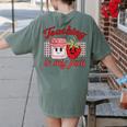 Teaching Is My Jam Cute Strawberry For Women Teachers Women's Comfort Colors T-Shirt Back Print Moss