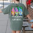 Teaching My Little Gnomies With Gnome For Teacher Women Women's Comfort Colors T-Shirt Back Print Moss