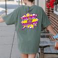 Teaching Is My Superpower Retro Comic Super Teacher Women's Comfort Colors T-Shirt Back Print Moss