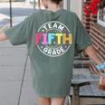 Team Fifth Grade Teacher Back To School 5th Grade Squad Kids Women's Comfort Colors T-Shirt Back Print Moss
