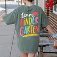 Team Kindergarten Teacher Student Back To School Women's Comfort Colors T-Shirt Back Print Moss