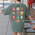 Team TK Teacher Christmas Groovy Smile Face Girl Boy Kid TK Women's Comfort Colors T-Shirt Back Print Moss