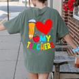 Teens Graduation I Heart My Teachers I Love My Teachers Women's Comfort Colors T-Shirt Back Print Moss