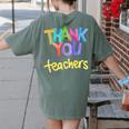 Thank You Teacher Appreciation Graduation Men Women Girls Kids Women's Comfort Colors T-Shirt Back Print Moss