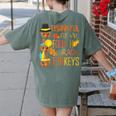 Thankful For My 4th Grade Turkey Thanksgiving Turkey Teacher Women's Comfort Colors T-Shirt Back Print Moss
