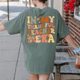 In My Thankful Teacher Era Cute Groovy Thanksgiving Teacher Women's Comfort Colors T-Shirt Back Print Moss In My Thankful Teacher Era Cute Groovy Thanksgiving Teacher Women's Comfort Colors T-Shirt Back Print Moss
