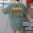 Thankful Teacher Thanksgiving Fall Pumpkin Turkey Women's Comfort Colors T-Shirt Back Print Moss Thankful Teacher Thanksgiving Fall Pumpkin Turkey Women's Comfort Colors T-Shirt Back Print Moss