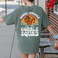 Thanksgiving Dance Teacher Gobble Squad Turkey Women's Comfort Colors T-Shirt Back Print Moss