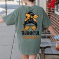 Thanksgiving Shirt Teacher Women Messy Bun Thankful Teacher Women's Comfort Colors T-Shirt Back Print Moss Thanksgiving Shirt Teacher Women Messy Bun Thankful Teacher Women's Comfort Colors T-Shirt Back Print Moss