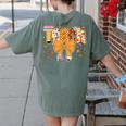 Thanksgiving Teacher Pencil Bow One Thankful Teacher Fall Women's Comfort Colors T-Shirt Back Print Moss