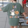 TK Boo Crew Retro Groovy Halloween Floral Ghost TK Teacher Men Women Kids Women's Comfort Colors T-Shirt Back Print Moss TK Boo Crew Retro Groovy Halloween Floral Ghost TK Teacher Men Women Kids Women's Comfort Colors T-Shirt Back Print Moss