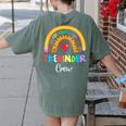 TK And Kinder Crew TK Teacher Transitional Kindergarten PreK Women's Comfort Colors T-Shirt Back Print Moss