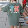 TK Team Back To School Teachers Students Team TK Women's Comfort Colors T-Shirt Back Print Moss