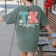 TK Vibes Back To School Teachers Students TK Team Women's Comfort Colors T-Shirt Back Print Moss
