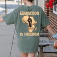 History Education Is Freedom African Map Black Teacher Women's Comfort Colors T-Shirt Back Print Moss