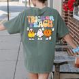 Trick Or Teach Cute Halloween Teacher Women's Comfort Colors T-Shirt Back Print Moss Trick Or Teach Cute Halloween Teacher Women's Comfort Colors T-Shirt Back Print Moss