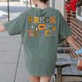 Trick Or Teach Funny School Teacher Halloween Costume Women's Comfort Colors T-Shirt Back Print Moss