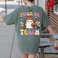 Trick Or Teach Ghost Teacher School Halloween Men Women Women's Comfort Colors T-Shirt Back Print Moss Trick Or Teach Ghost Teacher School Halloween Men Women Women's Comfort Colors T-Shirt Back Print Moss