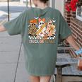 Trick Or Teach Groovy Teacher Halloween Floral Ghost Women's Comfort Colors T-Shirt Back Print Moss Trick Or Teach Groovy Teacher Halloween Floral Ghost Women's Comfort Colors T-Shirt Back Print Moss