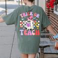 Trick Or Teach Halloween Teacher Floral Ghost Groovy Women's Comfort Colors T-Shirt Back Print Moss Trick Or Teach Halloween Teacher Floral Ghost Groovy Women's Comfort Colors T-Shirt Back Print Moss