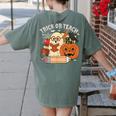 Trick Or Teach Retro Halloween Teacher Women Men Costume Women's Comfort Colors T-Shirt Back Print Moss Trick Or Teach Retro Halloween Teacher Women Men Costume Women's Comfort Colors T-Shirt Back Print Moss