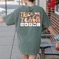 Trick Or Teach With Symbols Special Education Teacher Spooky Women's Comfort Colors T-Shirt Back Print Moss Trick Or Teach With Symbols Special Education Teacher Spooky Women's Comfort Colors T-Shirt Back Print Moss