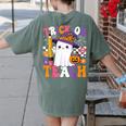 Trick Or Teach Teacher Pencil Ghost Halloween Teacher Women's Comfort Colors T-Shirt Back Print Moss Trick Or Teach Teacher Pencil Ghost Halloween Teacher Women's Comfort Colors T-Shirt Back Print Moss