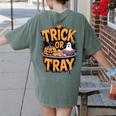 Trick Or Tray Halloween Cafeteria Teacher School Women's Comfort Colors T-Shirt Back Print Moss Trick Or Tray Halloween Cafeteria Teacher School Women's Comfort Colors T-Shirt Back Print Moss