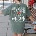 I Have Two Titles Teacher And Mom And I Rock Them Both Women's Comfort Colors T-Shirt Back Print Moss I Have Two Titles Teacher And Mom And I Rock Them Both Women's Comfort Colors T-Shirt Back Print Moss