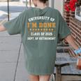 University Of I'm Done Teacher Retirement 2025 Women's Comfort Colors T-Shirt Back Print Moss