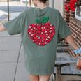 Valentines Day Teacher Hearts Apple Love Teach Women Men Women's Comfort Colors T-Shirt Back Print Moss
