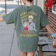 Weird Science Skeleton Halloween Teachers Brew Knowledge Women's Comfort Colors T-Shirt Back Print Moss