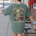 Weird Teachers Build Character Skeleton Book Halloween Women Women's Comfort Colors T-Shirt Back Print Moss