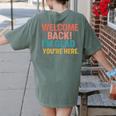 Welcome Back I'm Glad You'Re Here Retro Teacher Greeting Women's Comfort Colors T-Shirt Back Print Moss Welcome Back I'm Glad You'Re Here Retro Teacher Greeting Women's Comfort Colors T-Shirt Back Print Moss