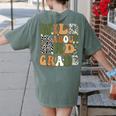 Wild About 2nd Grade Teacher Student First Day Of School Women's Comfort Colors T-Shirt Back Print Moss
