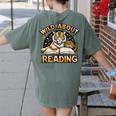 Wild About Reading Tiger For Teachers & Students Women's Comfort Colors T-Shirt Back Print Moss Wild About Reading Tiger For Teachers & Students Women's Comfort Colors T-Shirt Back Print Moss