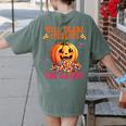 Will Trade Students For Candy Teacher Cute Halloween Pumpkin Women's Comfort Colors T-Shirt Back Print Moss Will Trade Students For Candy Teacher Cute Halloween Pumpkin Women's Comfort Colors T-Shirt Back Print Moss
