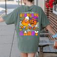 Will Trade Students For Candy Teacher Halloween Women's Comfort Colors T-Shirt Back Print Moss