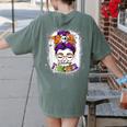 Witchy Teacher Halloween Messy Bun Teacher Bleached Women's Comfort Colors T-Shirt Back Print Moss Witchy Teacher Halloween Messy Bun Teacher Bleached Women's Comfort Colors T-Shirt Back Print Moss