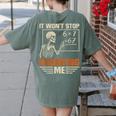 I Won't Stop Haunting Me Skeleton 6 7 Meme Teachers Women's Comfort Colors T-Shirt Back Print Moss