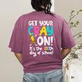 100th Day Of School Get Your Cray On Teacher Women's Comfort Colors T-Shirt Back Print Berry
